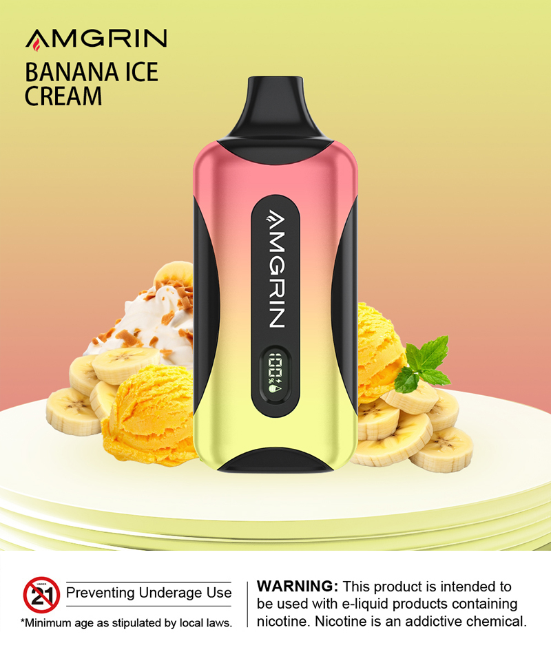 AmgrinVape's tweet photo. Experience the ultimate vape with VANA Banana Ice Cream Disposable! 15mL e-liquid, 5% nicotine, 16000 puffs, smart display, and Type-C charging. Creamy banana delight awaits.
#ExclusiveModel #AmgrinVape #disposablevape #vapescreen #vapeinnovation #ecigtech #smoke #vapekit #vapes https://t.co/xT9HvAzapC