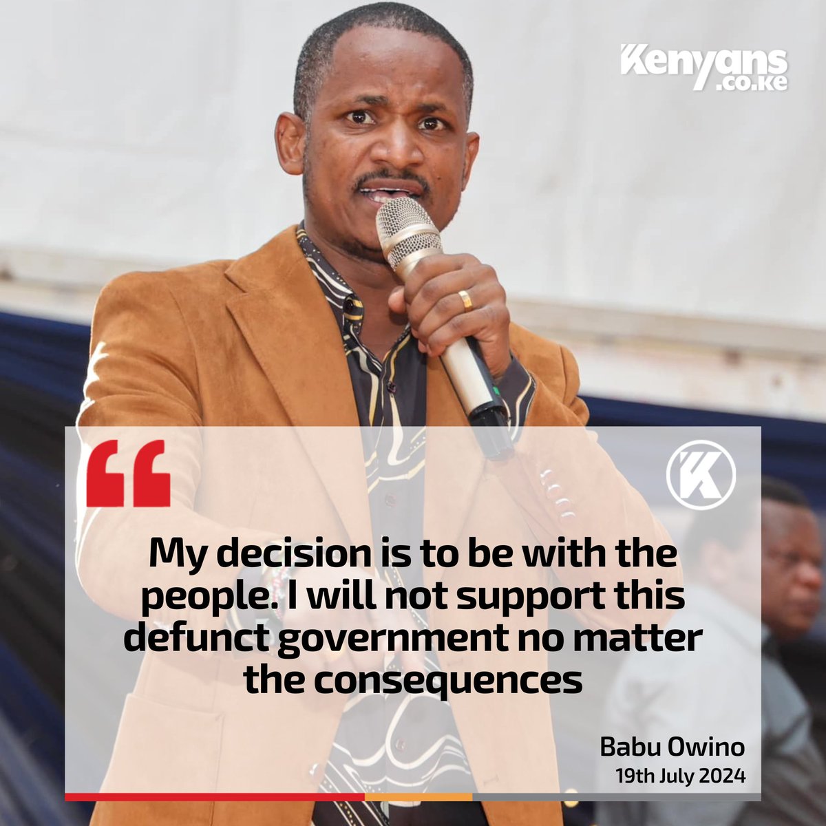 Kenyans's tweet photo. My decision is to be with the people - MP Babu Owino https://t.co/QEj2JBFsz7