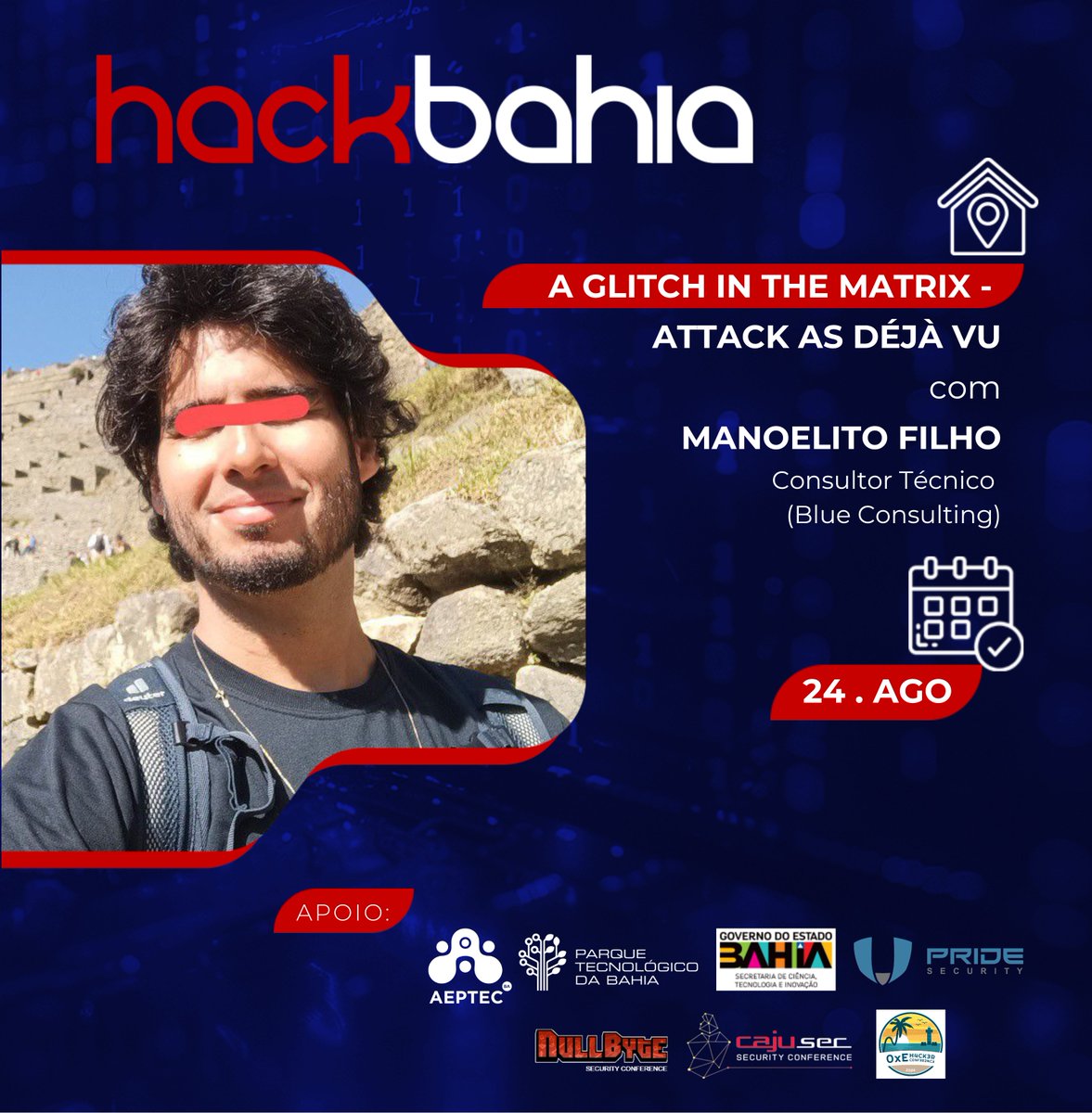 hackbahia's tweet photo. Olá, pessoal!

Seguindo com as divulgações, comunicamos mais duas apresentações da próxima edição do HackBahia:

Manoelito Filho - A glitch in the Matrix - Attack as Déjà vu.
Euler Neto - Trojans bancários para Android voltados ao Pix.

https://t.co/cdmjBBHP7m https://t.co/Nxhb4a3ocQ