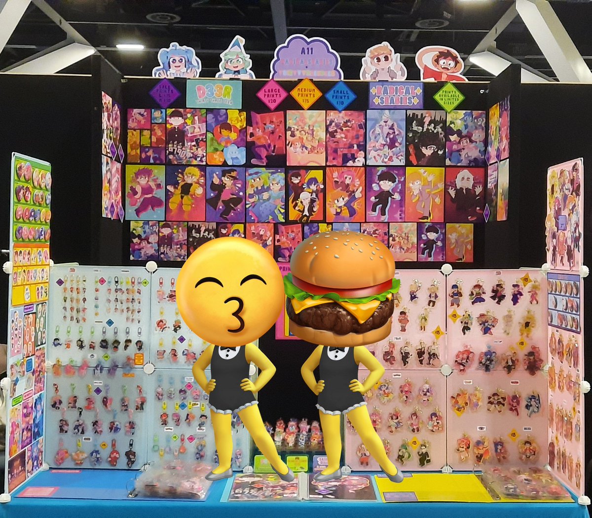 Me and <a href="/seabiesart/">its seabies</a> are all set up at #smashcon2024 table a11 yippeeeeee see you tomorrow everyone!!!