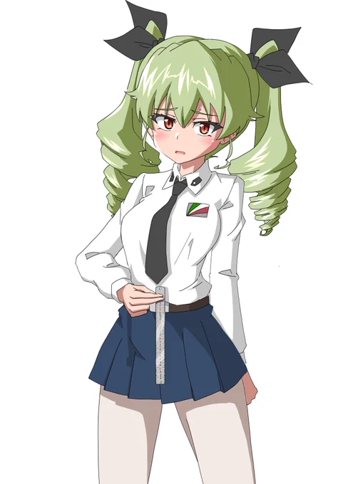 お題だからね...2/28に上げていたドゥーチェのイラスト、右手に定規を持って下腹部にあてながら顔を赤らめてるバージョン描いてほしいです!#odaibako_drops_mint  
