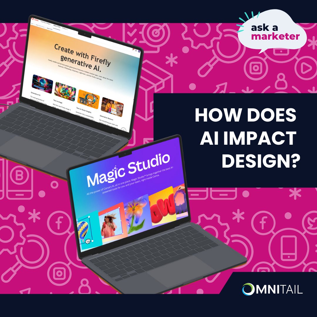 Omnitail_LLC's tweet photo. How does AI impact design? 🎨 

Find out how Adobe and Canva have integrated AI-powered features in our latest #AskAMarketer post. 👉  https://t.co/vqr5yYLvHg

#Design #Branding #AI #AdobeFirefy #MagicStudio #Canva #Marketing #eCommerceMarketing #GraphicDesign #Creative https://t.co/3z946ZpbfC