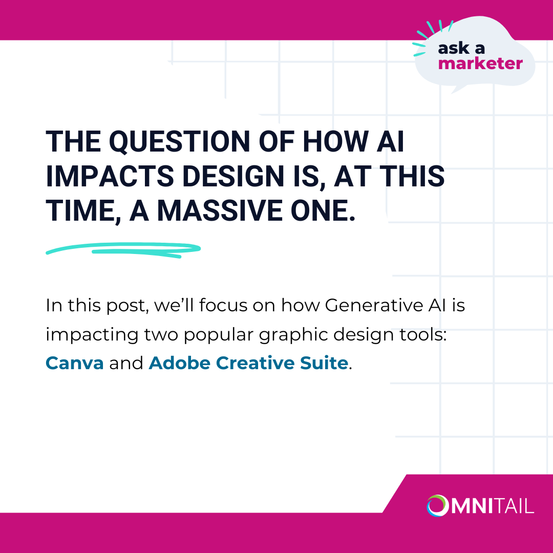 Omnitail_LLC's tweet photo. How does AI impact design? 🎨 

Find out how Adobe and Canva have integrated AI-powered features in our latest #AskAMarketer post. 👉  https://t.co/vqr5yYLvHg

#Design #Branding #AI #AdobeFirefy #MagicStudio #Canva #Marketing #eCommerceMarketing #GraphicDesign #Creative https://t.co/3z946ZpbfC