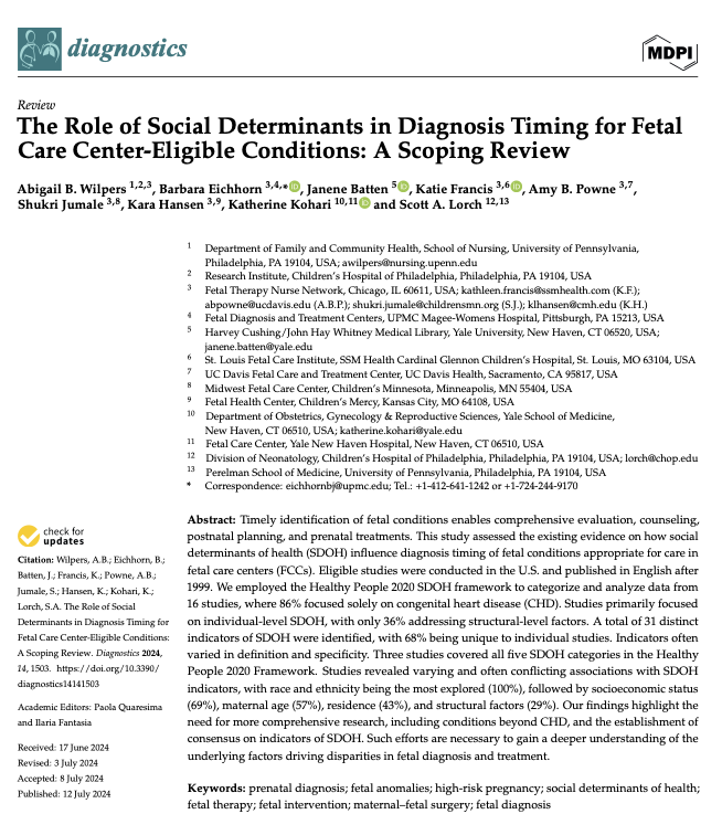 AWilpers's tweet photo. New @NurseFetal publication! 📣

Our FTNN research group worked with Dr. Scott Lorch (@PennMedicine &amp; @CHOP_Research), Janene Batten (@YaleNursing), and @KohariObMd (@YaleMFM &amp; @YNHH) to explore disparities in the timing of fetal anomaly detection. 

Please share your thoughts! https://t.co/vmG0YOdsSt