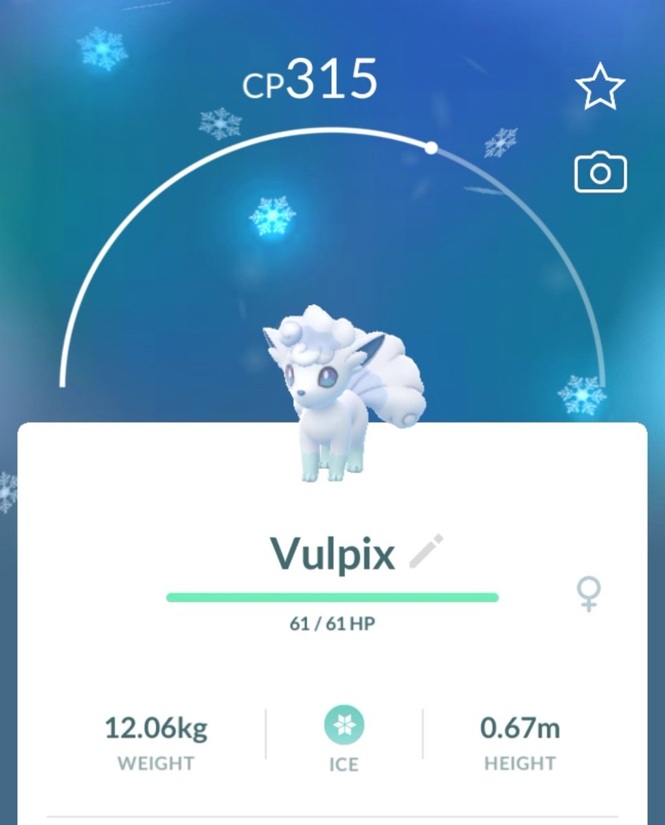 Rebecca40211164's tweet photo. Oh my god. ❄️ 🦊
#PokemonGOApp 
#vulpi https://t.co/sGI08OQsAo