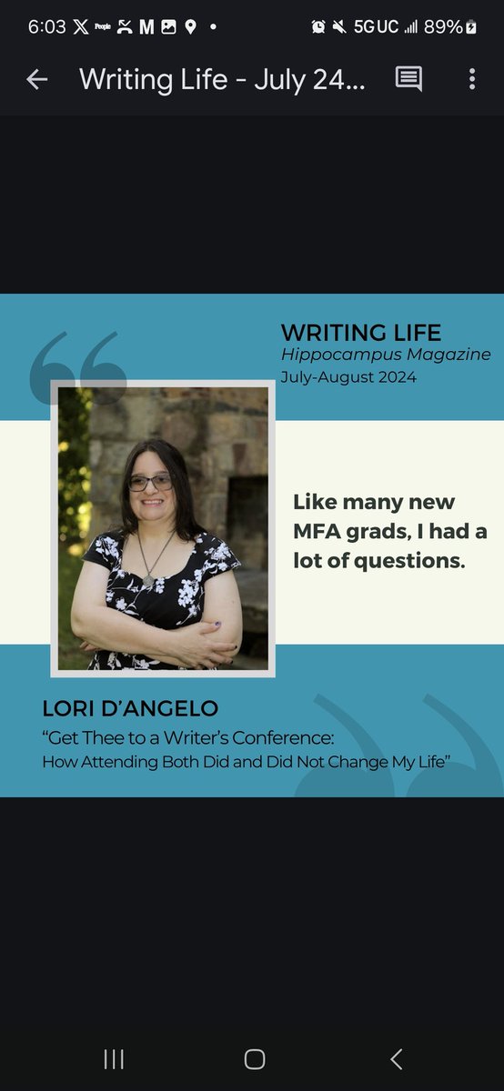 sclly21's tweet photo. Happy Friday! Perhaps, if you haven't already done so, you'd like to read my writing life piece on finding your voice and pressing forward in the face of setbacks @hippocampusmag. 
You can check it out here: https://t.co/hj89AIKpZF
#WritingCommunity #CommunityofWriters 
#writers https://t.co/xx3AEViDL2