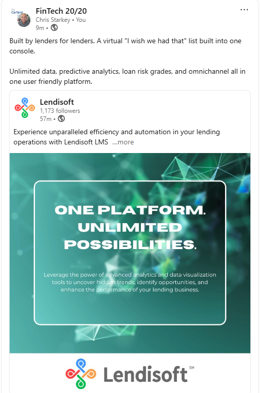 LendisoftLMS's tweet image. An industry first platform built by users, the lenders for lenders and users. 

Makes sense right? 

The days of patching and hodgepodging enhancements are over

Built clean and infinitely expandable: 

#lendisoft #lms #lending #autofinance #bhph #collections #fintech