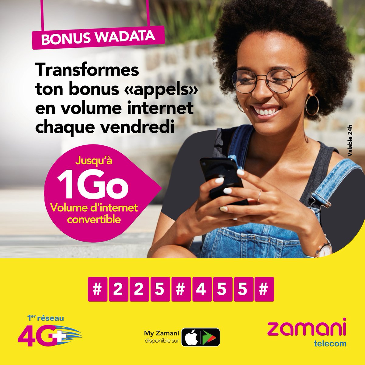 ZamaniTelecom's tweet photo. Ton bonus est convertible chez Zamani. 👍🏻
Profite au max de ton bonus wadata convertible à 50f jusqu’à 1Go au #225#455#.
#Zamanitelecom #Wadata #BonusConvertible https://t.co/phi0wWZ6Dc