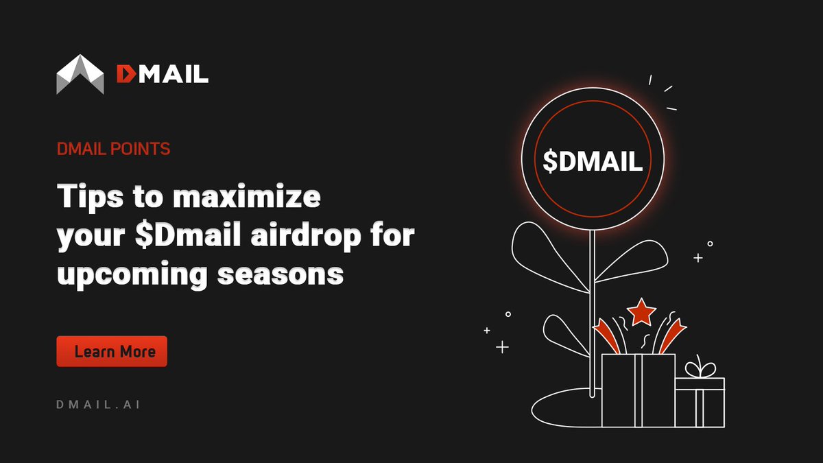 🧐 Tips to maximize your $Dmail airdrop for upcoming seasons:

1️⃣Increase your points with more leverage
⭐️Upgrade your point plan to the Professional level for up to 1.3x returns!
🔥Lock $DMAIL for higher #Airdrop points rewards, with up to 3x returns!

2️⃣Complete daily tasks &amp;