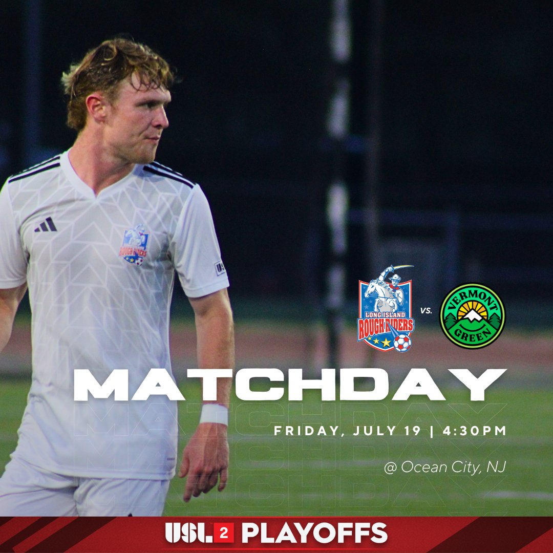 LIRoughRiders's tweet photo. MATCHDAY! In the first round of the playoffs, we face @vermontgreenfc in Ocean City, NJ!
Time to secure our spot in the Round of 16!
@uslleaguetwo
#fortheisland https://t.co/fAPvc983ux