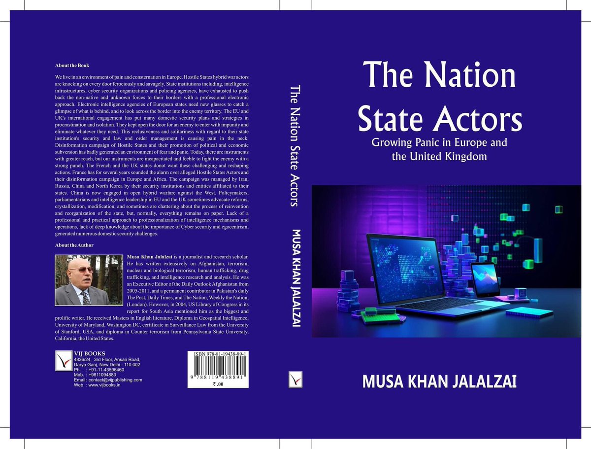 journalist9991's tweet photo. Musa Khan Jalalzai's book, *The Nation State Actors: Growing Panic in Europe and the United Kingdom*, offers a comprehensive examination of cyber terrorism orchestrated by state actors within and outside the UK and EU. https://t.co/dkdJDAecpo