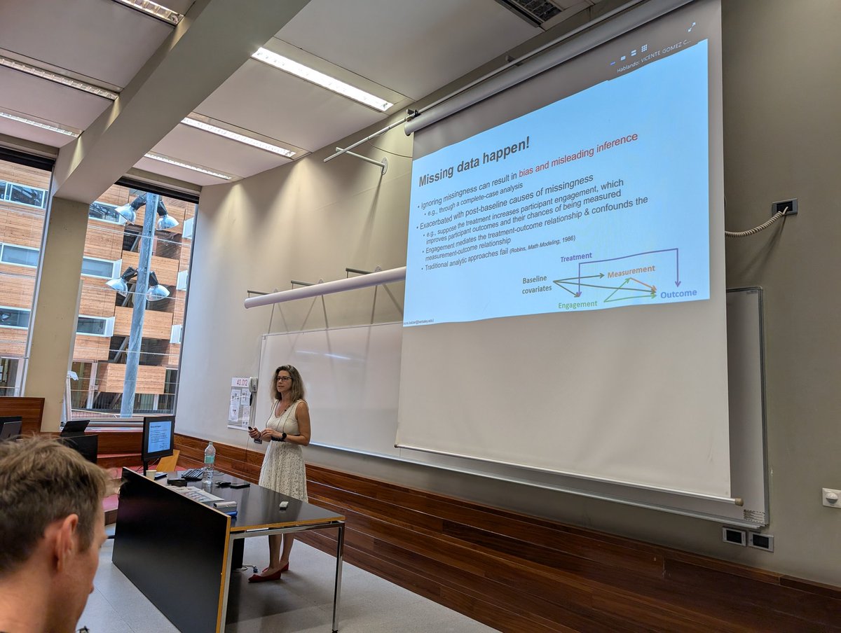 saramagliacane's tweet image. Laura Balzer (Berkeley) talking about &quot;Targeted Machine Learning with Missing &amp;amp; Dependent Data&quot; at the Causal inference workshop at @UncertaintyInAI  #causality #missingness #clusteredRCTs