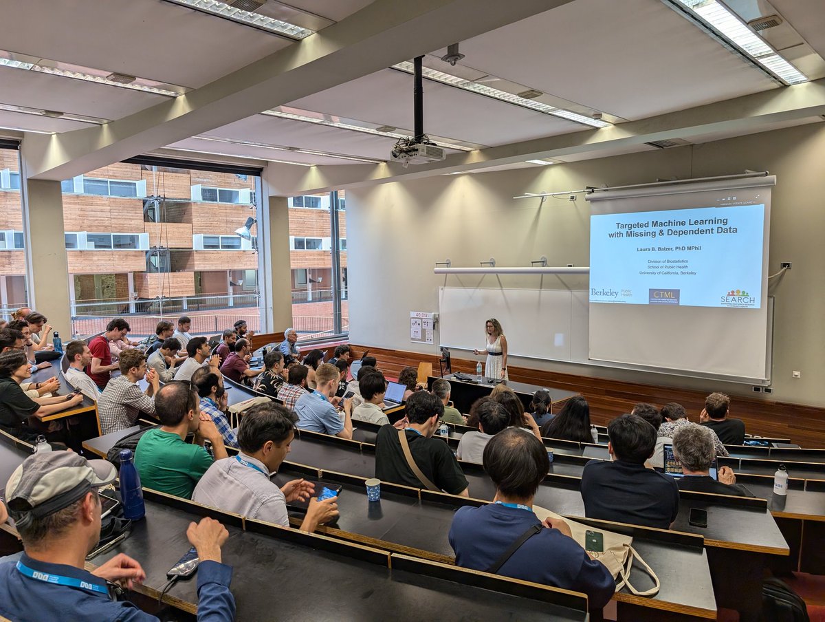 saramagliacane's tweet image. Laura Balzer (Berkeley) talking about &quot;Targeted Machine Learning with Missing &amp;amp; Dependent Data&quot; at the Causal inference workshop at @UncertaintyInAI  #causality #missingness #clusteredRCTs