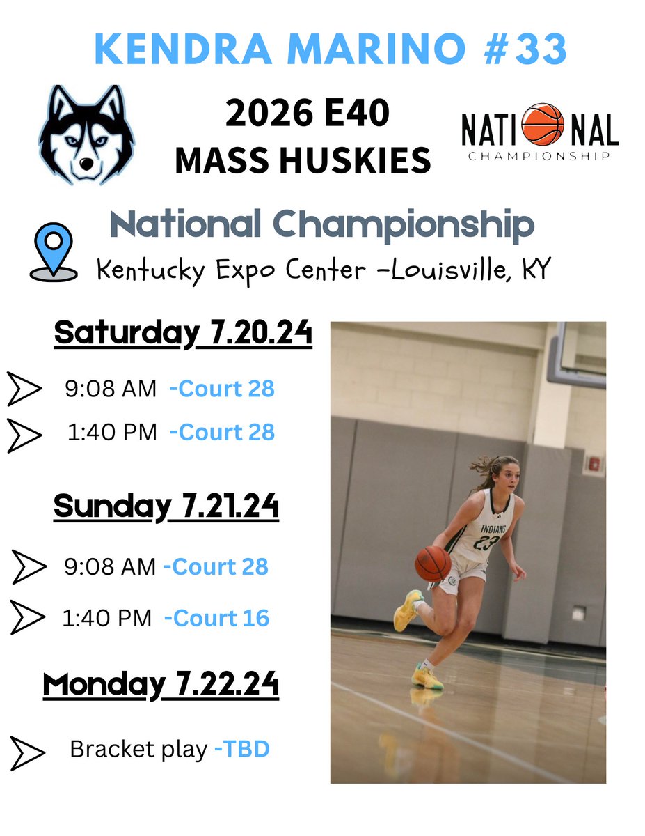 Schedule Update: I am looking forward to playing in The National Championship this weekend in Louisville, Kentucky this weekend! Here is my updated schedule: <a href="/MAHuskies/">MA_Huskies</a>