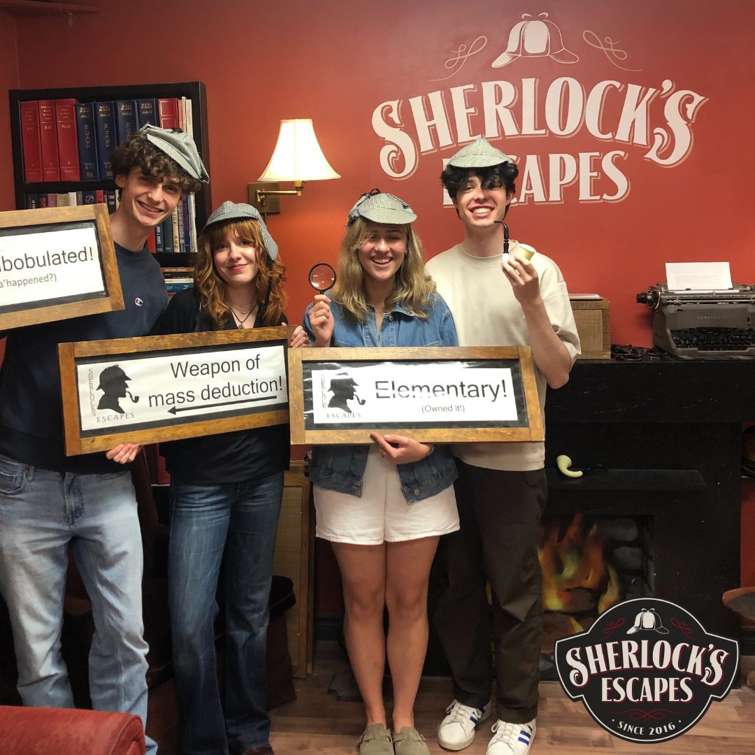 SherlockEscapes's tweet photo. Ready for a challenge? Test your wits and teamwork at Sherlock's Escapes. Our immersive rooms will transport you to another world! Book your escape room now at https://t.co/PTd1G3ZHhE 

#downtownktown #visitkingston #ygk #ygkescapes #sherlocksescapes https://t.co/SIWxbWje4n
