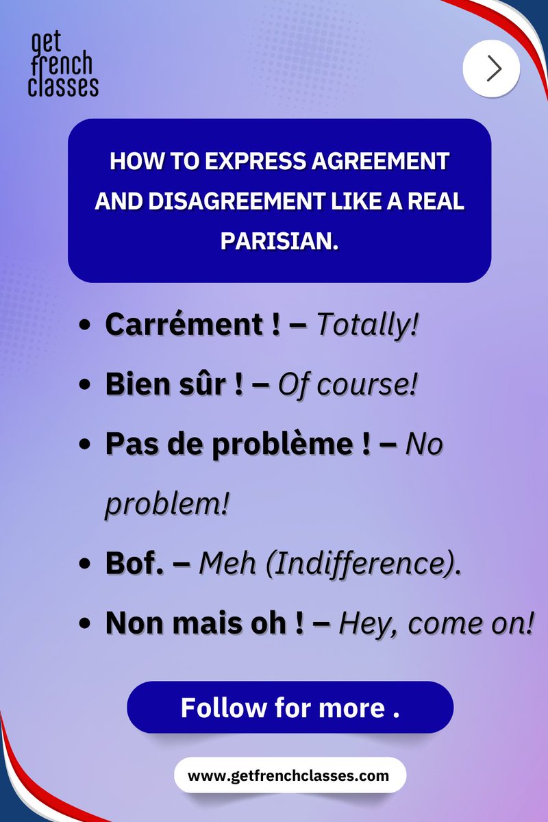 gfclasses's tweet photo. 🇫🇷😲 How to Express Surprise or Amazement in French to Impress Your Friends! 😲🇫🇷

* Oh là là!
* Ça alors!
* Sans blague?
* C’est dingue!

#LearnFrench #ParisianFrench #SpeakLikeANative https://t.co/8eThbOCmv7