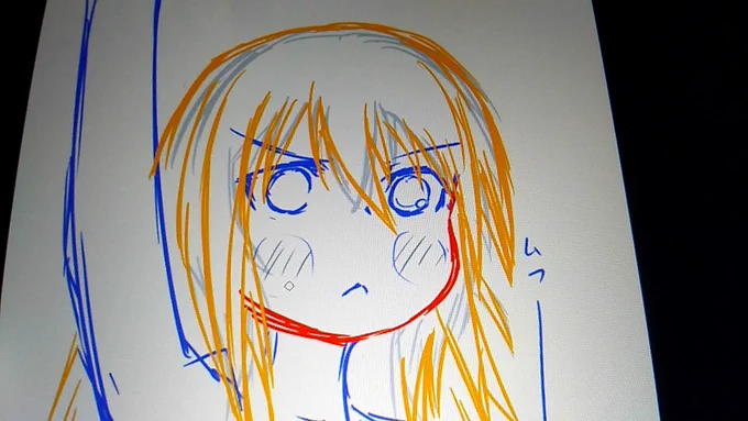 よし!みつどもえの「ひとはちゃん風ゆきかぜちゃ」ラフの段階で上手く行きそう。武装外した状態にしよう。 