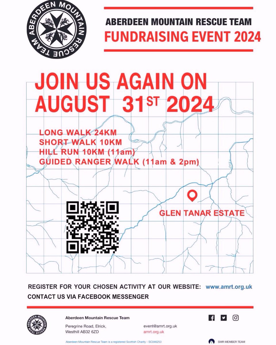 aboutaberdeen1's tweet image. #Aberdeen #MountainRescue Team Annual Fundraising Event. #AMRT is a voluntary organisation who rely on public &amp;amp; business donations. They are based in Westhill and this event is in the Glen Tanar Estate on Saturday 31st August.

Details at amrt.org.uk/Fundraising-ev…