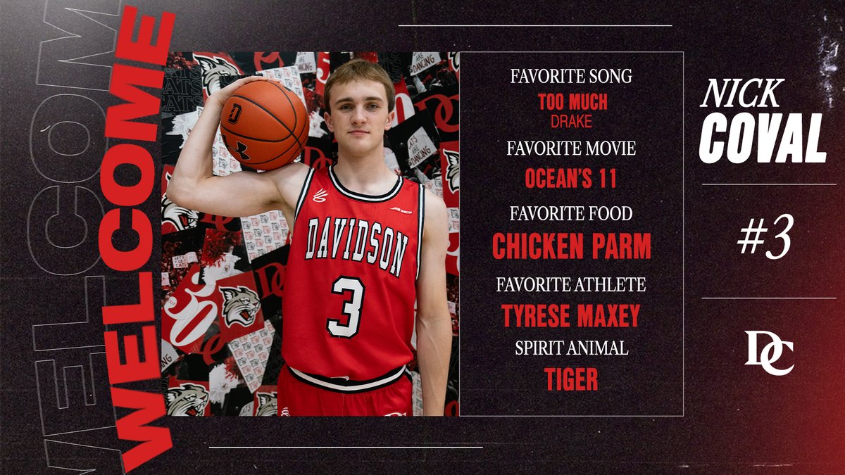 Davidson Basketball (@davidsonmbb) on Twitter photo Parkland High School's all-time leading scorer turned Davidson freshman 🐅
Get to know our new guy <a href="/nick_coval/">Nick Coval</a> 👌👇 Parkland High School's all-time leading scorer turned Davidson freshman 🐅
Get to know our new guy <a href="/nick_coval/">Nick Coval</a> 👌👇