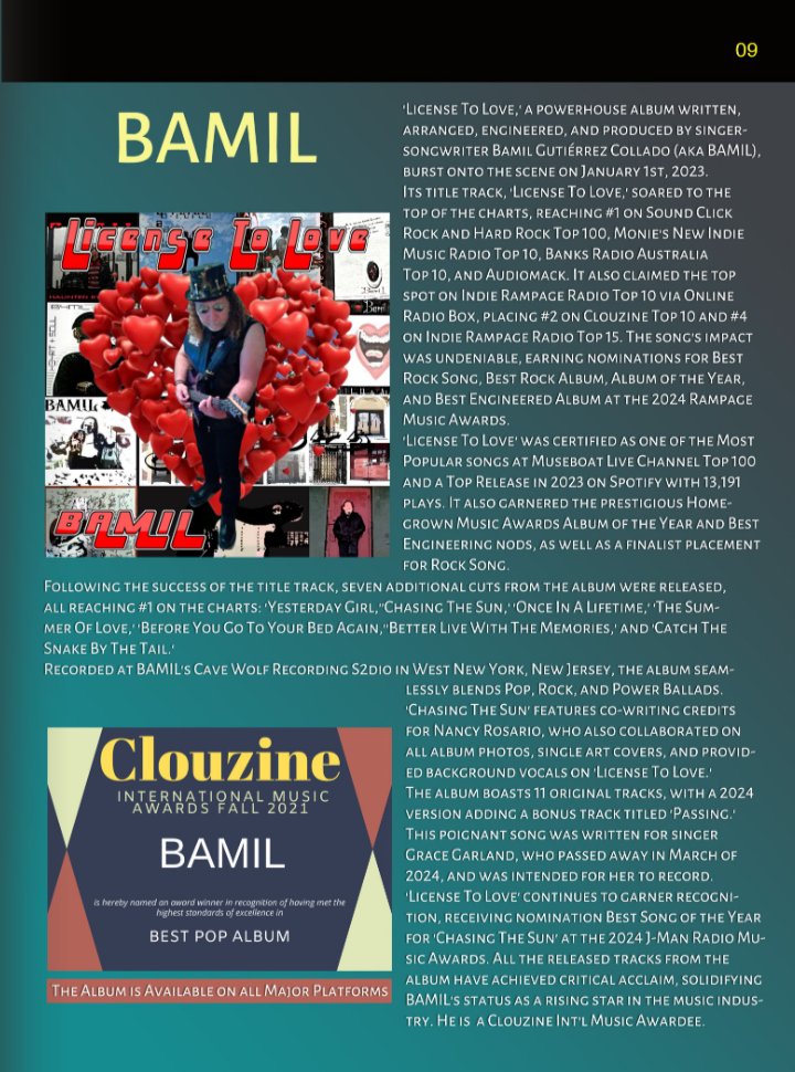 BamilMusic's tweet photo. Wonderful to be featured on the pages of the #edition45 of @clouzine Magazine. Enter and read mine and many worldwide artists featured in. Very happy to acknowledge my wife Nancy as my collaborator and part of this success ๐ง๐ธ๐น๐ฅ๐ช๐บ๐ท๐ถ๐ต๐ถ๐ถ
https://t.co/Wrt3tkfqD6 https://t.co/Fyfkj9YZ4y
