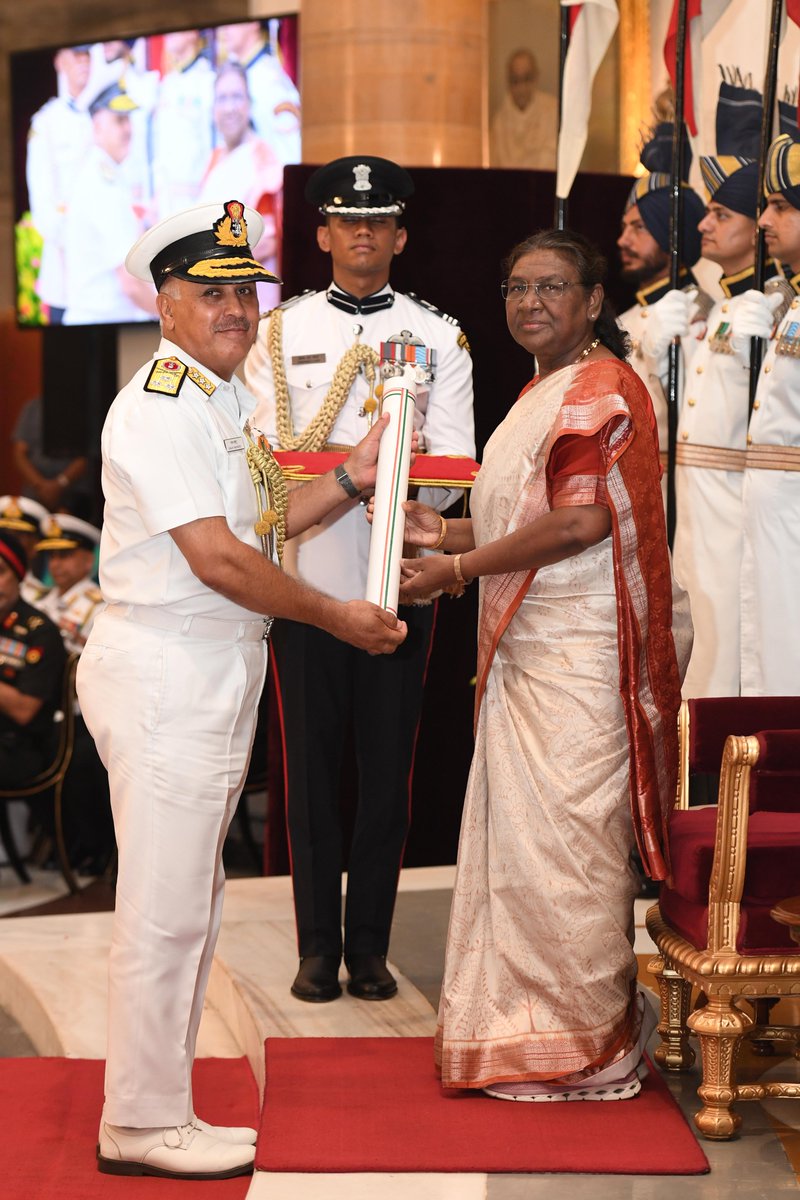 President Droupadi Murmu presented Param Vishisht Seva Medal to:

· Lieutenant General Ashok Kumar Jindal, The Army Medical Corps (Retired)
· Lieutenant General Ajith Nilakantan, The Army Medical Corps (Retired)
· Vice Admiral Sandeep Naithani (Retired)
· Vice Admiral Sanjay