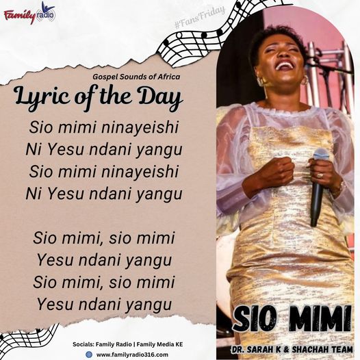 FamilyRadioKe's tweet image. Alright, Welcome to Gospel Sounds of Africa #FansFriday. Where are you tuned in from?
#Lyricoftheday #SarahK #SioMimi
Vote for your favorite song on the African Top 10 Countdown here; familyradio316.com/poll/