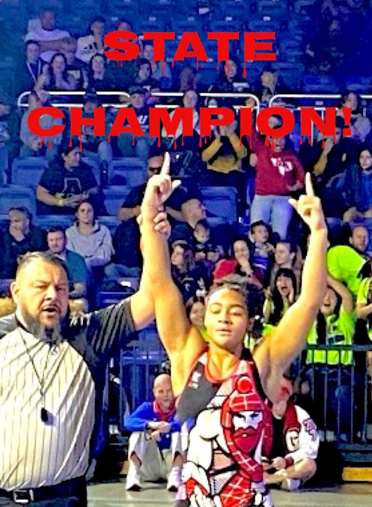 DavisKl15's tweet photo. If i told you a Jr. athlete in 2 years has won 2 Dist.&amp; 2 Regional titles, 3rd and 1st in State and set a new Texas State record 48-0. School built in 1957, NEVER has had an AA Female State Champion and only 3 INDV St. champs in school hist. Why is she not on the gym wall? Hmm. https://t.co/rVlLw8ElLY