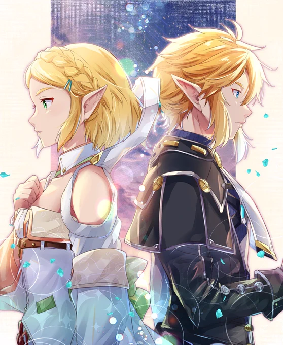 ノアミオとリンゼル(ティアキン)で衣装交換。ティアキンもブレワイみたいに他作品コラボ見たかったなぁ。#XenobladeChronicles3#TearsoftheKingdom 
