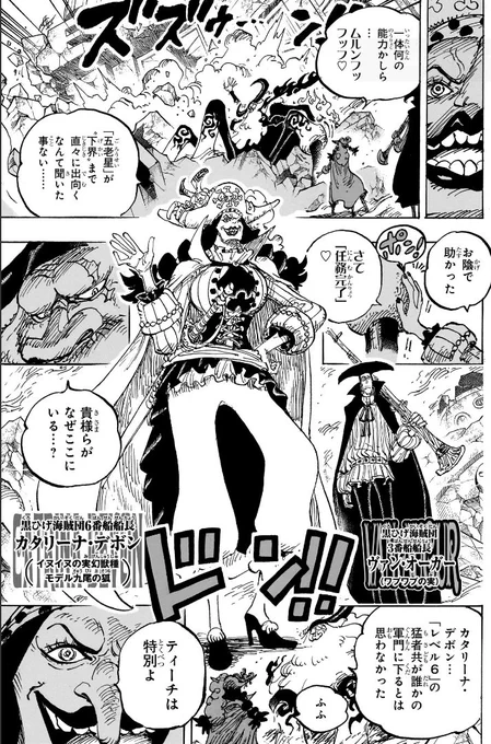 「強いが美人じゃない中年女性キャラ」、ONEPIECE黒ひげ海賊団のカタリーナ・デボンは多分当てはまるんだけど活躍がまるで描かれない問題。 