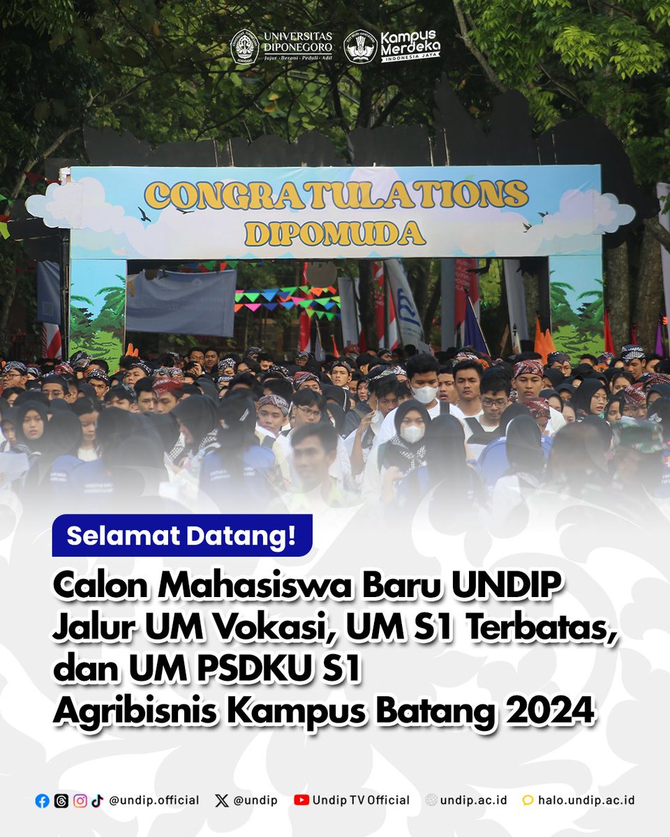 undip's tweet photo. Waahh, makin rame nih yang jadi bagian dari keluarga besar UNDIP. Selamat datang calon mahasiswa baru UNDIP jalur UM Vokasi, UM S1 Terbatas, dan UM PSDKU S1 Agribisnis Kampus Batang✨
Absenn duluu coba siapa yang masuk lewat jalur di atas?🙌🏻
#undip #undipexcellent #undipbermartabat #undipbermanfaat #undipjaya