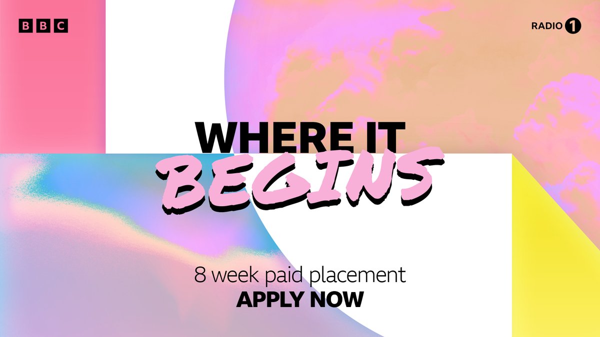 Applications for BBC Radio’s Where It Begins scheme are open! 🎶 This 8 week, paid placement is an opportunity for anyone with a passion for radio, broadcasting and music.

Radio 1→ bbc.in/3WoAE2d 
1Xtra→ bbc.in/3xSKjEZ 
Asian Network→ bbc.in/3WpKVLw