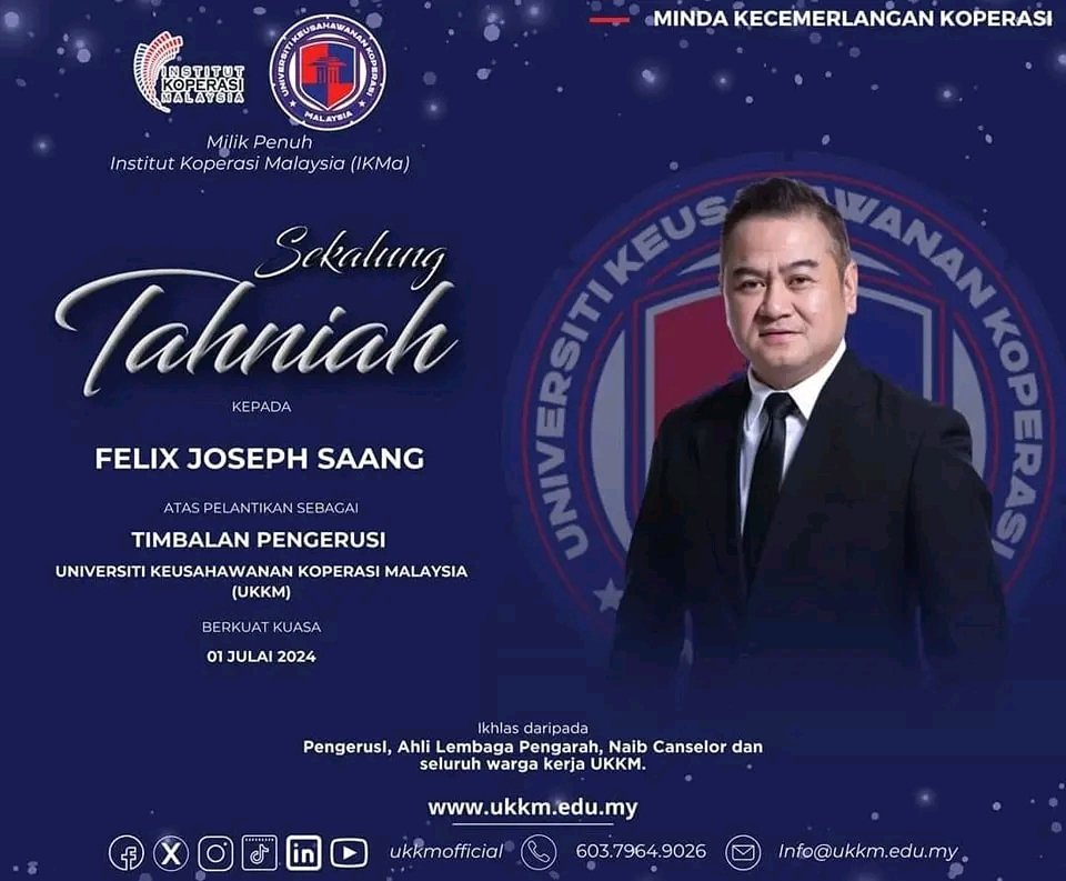 Felix Joseph Saang (@felixjsaang) on Twitter photo Penyerahan Watikah Pelantikan Timbalan Pengerusi Lembaga Pengarah Universiti Keusahawanan Koperasi Malaysia (UKKM), oleh Menteri Pembangunan Usahawan & Koperasi YB Datuk <a href="/Ewon_Media/">Ewon Benedick Official Media</a> di pejabat menteri @ Menara Bank Rakyat, Kuala Lumpur. Terima kasih YB Menteri. #Ukkm Penyerahan Watikah Pelantikan Timbalan Pengerusi Lembaga Pengarah Universiti Keusahawanan Koperasi Malaysia (UKKM), oleh Menteri Pembangunan Usahawan & Koperasi YB Datuk <a href="/Ewon_Media/">Ewon Benedick Official Media</a> di pejabat menteri @ Menara Bank Rakyat, Kuala Lumpur. Terima kasih YB Menteri. #Ukkm