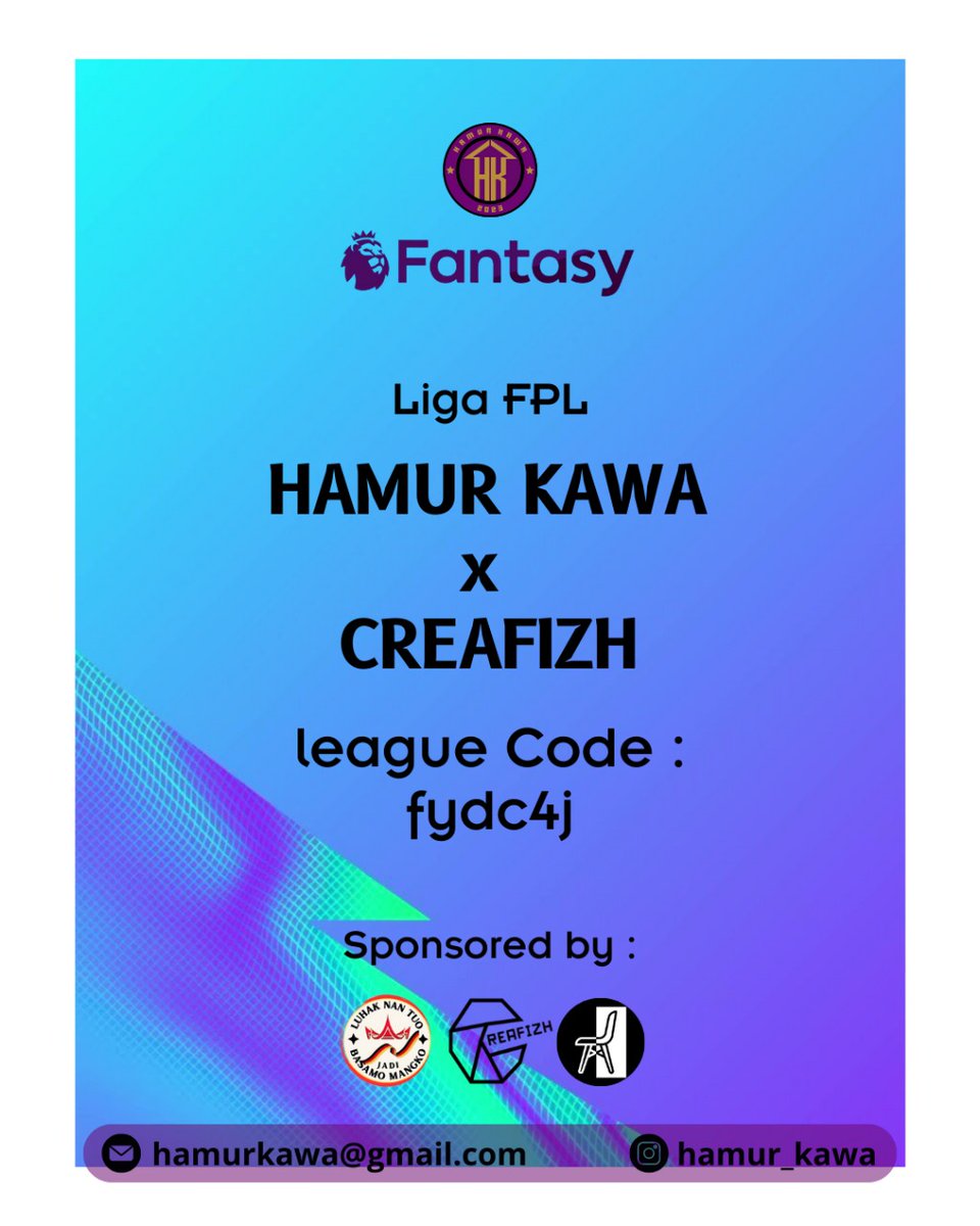 yourtraman (@yourtraman) on Twitter photo ๐จ๐ฑ LIGA FPL #HAMUR KAWA X CREAFIZH๐ฑ๐จ
Ayo join Liga FPL #HAMURKAWAXCREAFIZH 2024/25:
fantasy.premierleague.com/leagues/auto-jโฆ
๐ฐ Hadiah:
โข Juara 1: 150K
โข Juara 2: 100K
โข Juara 3: 50k
<a href="/hatihatidiFPL/">HATI-HATI FPL ๐ฎ๐ฉ</a> <a href="/KoFPLI/">Komunitas FPL Indonesia</a> <a href="/LigaBRFI/">Battle Royale FPL Indonesia</a> <a href="/PanditFPL/">Pandit FPL</a> <a href="/pisangij01/">FPL Liga Pisangijo</a> <a href="/FplNusantara/">FPL NUSANTARA ๐ฎ๐ฉ</a> ๐จ๐ฑ LIGA FPL #HAMUR KAWA X CREAFIZH๐ฑ๐จ
Ayo join Liga FPL #HAMURKAWAXCREAFIZH 2024/25:
fantasy.premierleague.com/leagues/auto-jโฆ
๐ฐ Hadiah:
โข Juara 1: 150K
โข Juara 2: 100K
โข Juara 3: 50k
<a href="/hatihatidiFPL/">HATI-HATI FPL ๐ฎ๐ฉ</a> <a href="/KoFPLI/">Komunitas FPL Indonesia</a> <a href="/LigaBRFI/">Battle Royale FPL Indonesia</a> <a href="/PanditFPL/">Pandit FPL</a> <a href="/pisangij01/">FPL Liga Pisangijo</a> <a href="/FplNusantara/">FPL NUSANTARA ๐ฎ๐ฉ</a>