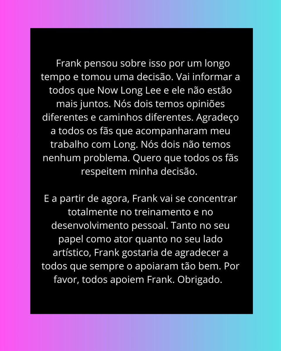 sojuboyslove's tweet photo. 😔 É O FIM! Após três  trabalhos juntos o ator #FrankThanatsaran utilizou o story do Instagram para fazer um pronunciamento anunciando o fim do ship #LongFrank. 
O ator pede para respeitarem a decisão e que os dois atores tem opiniões e caminhos diferentes, porém não há problema entre eles.
