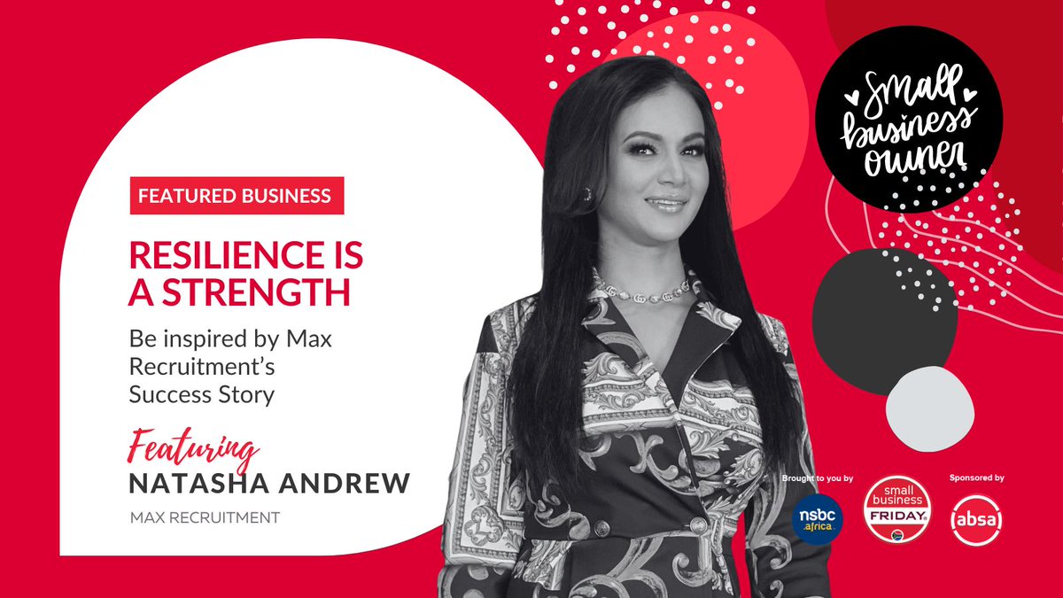 SmallBizFriday's tweet image. Meet the @AbsaSouthAfrica&apos;s #AbsaSmallBizFriday featured Small Business of the week – Max Recruitment. 

Read Natasha Andrew&apos;s inspiring story here: thesmallbusinesssite.co.za/max-recruitmen…

#SmallBusiness #Entrepreneur #SmallBizFriday #SuccessStory