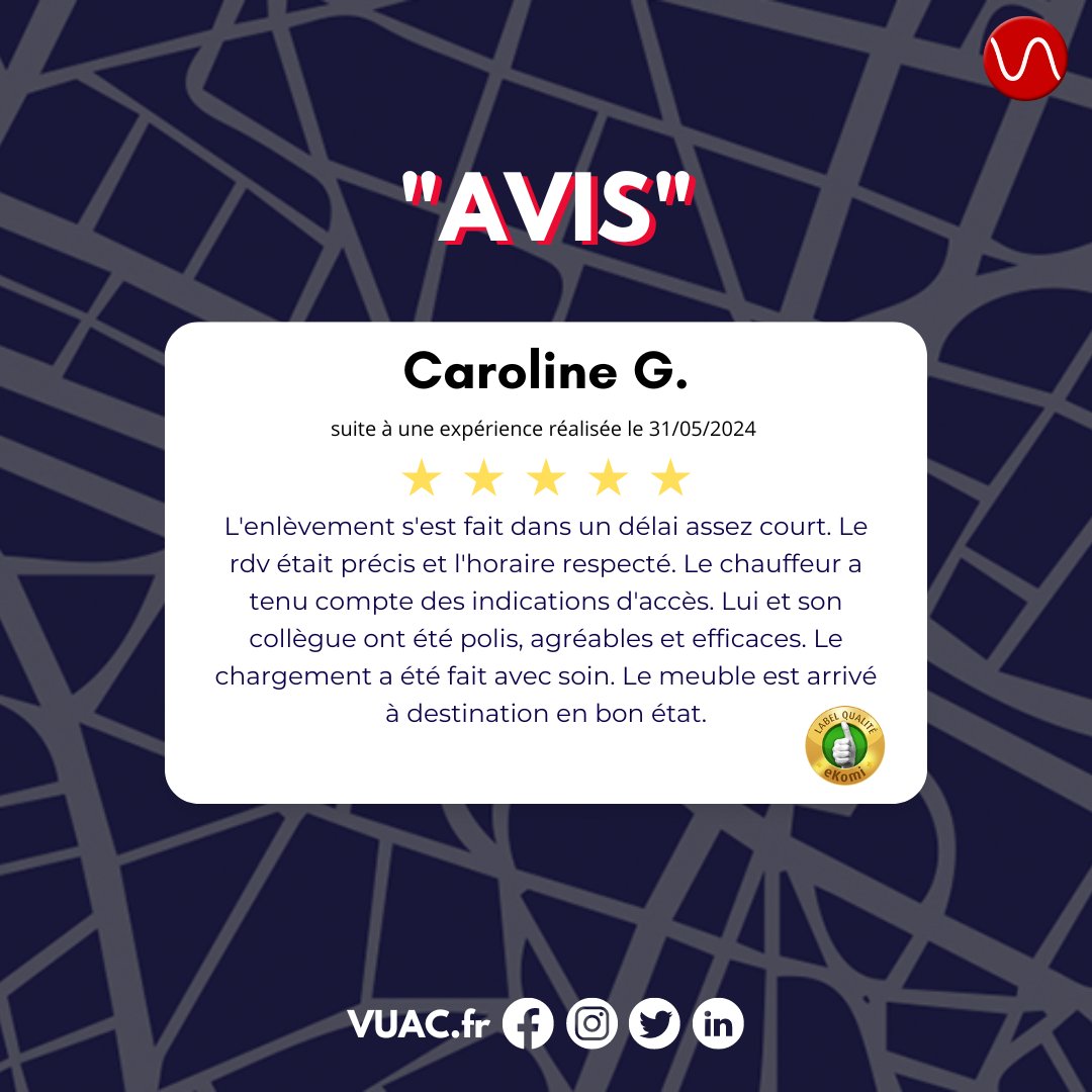 🌟 Merci Caroline pour votre avis ! 🌟

Nous sommes ravis que vous ayez apprécié notre service de livraison. Votre satisfaction est notre priorité et nous nous engageons à continuer à vous offrir le meilleur. 🚚✨

 #VUAC #AvisClient #LivraisonSansSouci