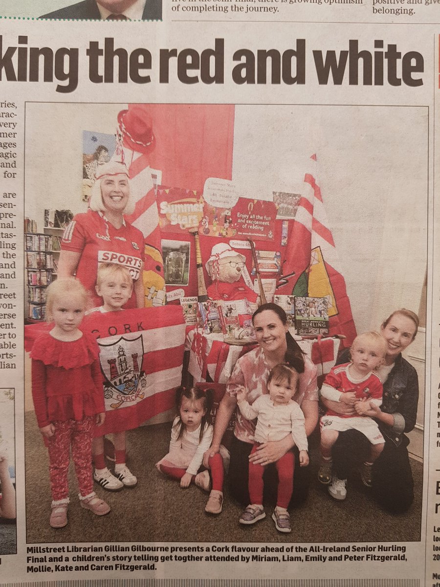 corkcolibrary's tweet photo. Check out our feature in the “The Corkman” Newspaper this week celebrating our Summer Stars Program and the All -Ireland Hurling Final.
#CommunitySpirit #SummerStars #HurlingFinal #CorkCountyCouncilLibraryAndArtsService #MillstreetLibrary #CorkCountyCouncil https://t.co/SoKSE9Ethx