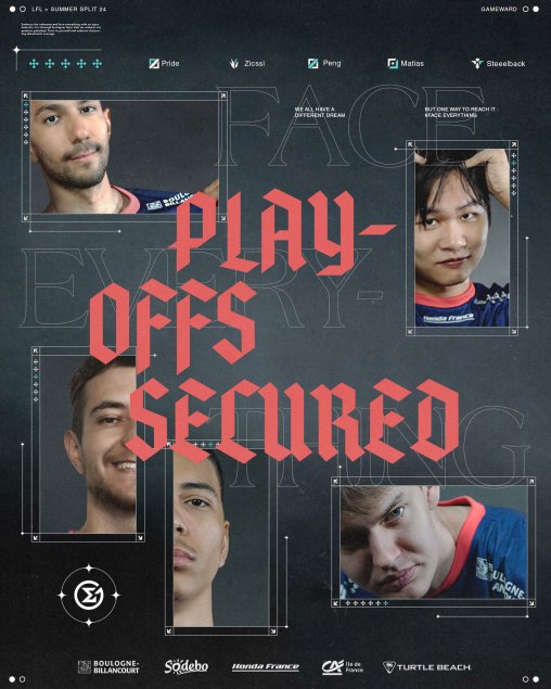 We are back to PLAYOFFS !

Après un spring split compliqué, on n'a rien lâché et les joueurs/le staff ont donné leur maximum 💜

Rendez-vous demain contre <a href="/TeamVitality/">Team Vitality 🐝</a> 🫡

On va tout donner #GWWIN