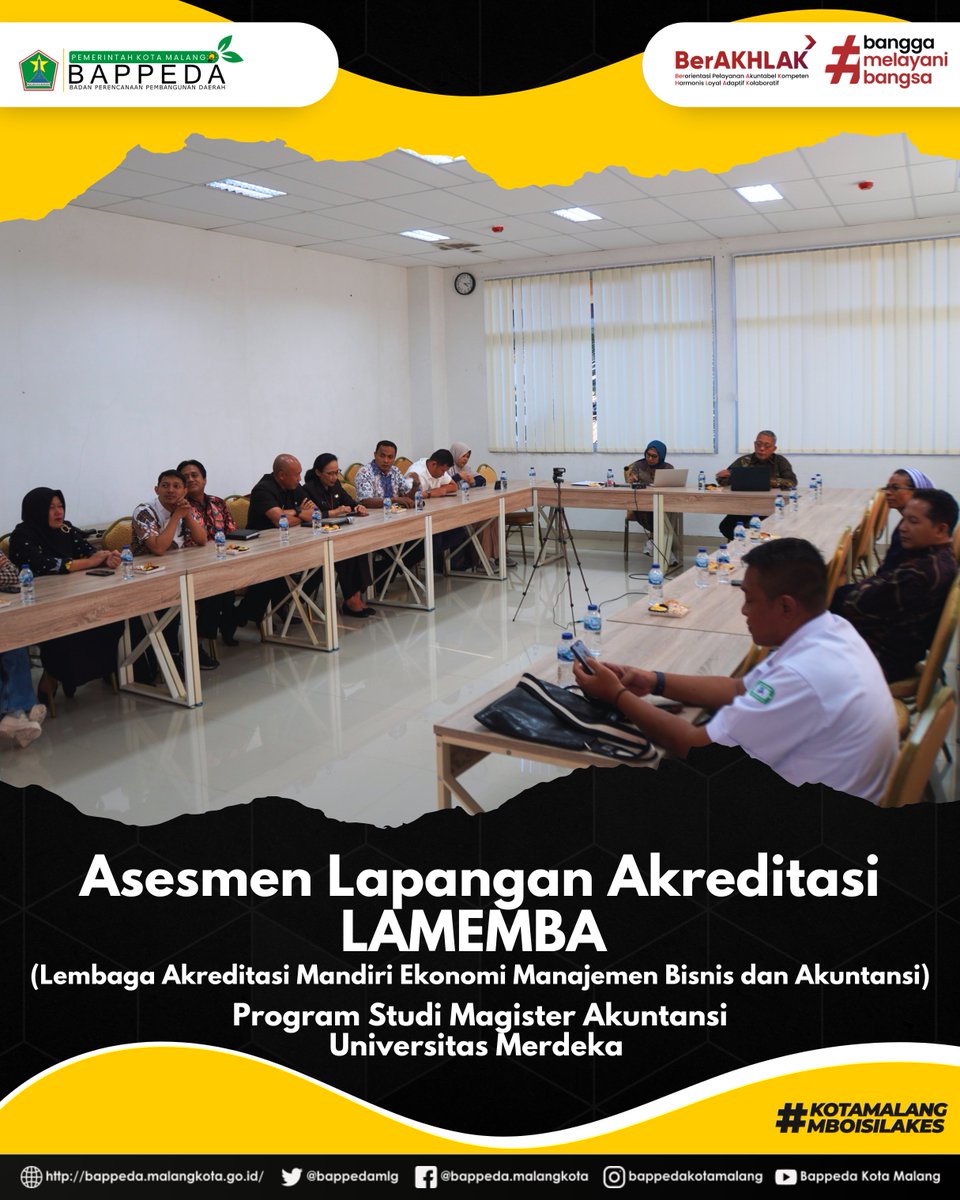bappedamlg's tweet photo. #NawakNgalam &amp; #NawakPerencana
Kepala Badan Perencanaan Pembangunan Daerah (Bappeda) Kota Malang menghadiri acara Asesmen Lapangan Akreditasi LAMEMBA (Lembaga Akreditasi Mandiri Ekonomi Manajemen Bisnis dan Akuntansi) Program Studi Magister Akuntansi. https://t.co/IQofzxY7zl