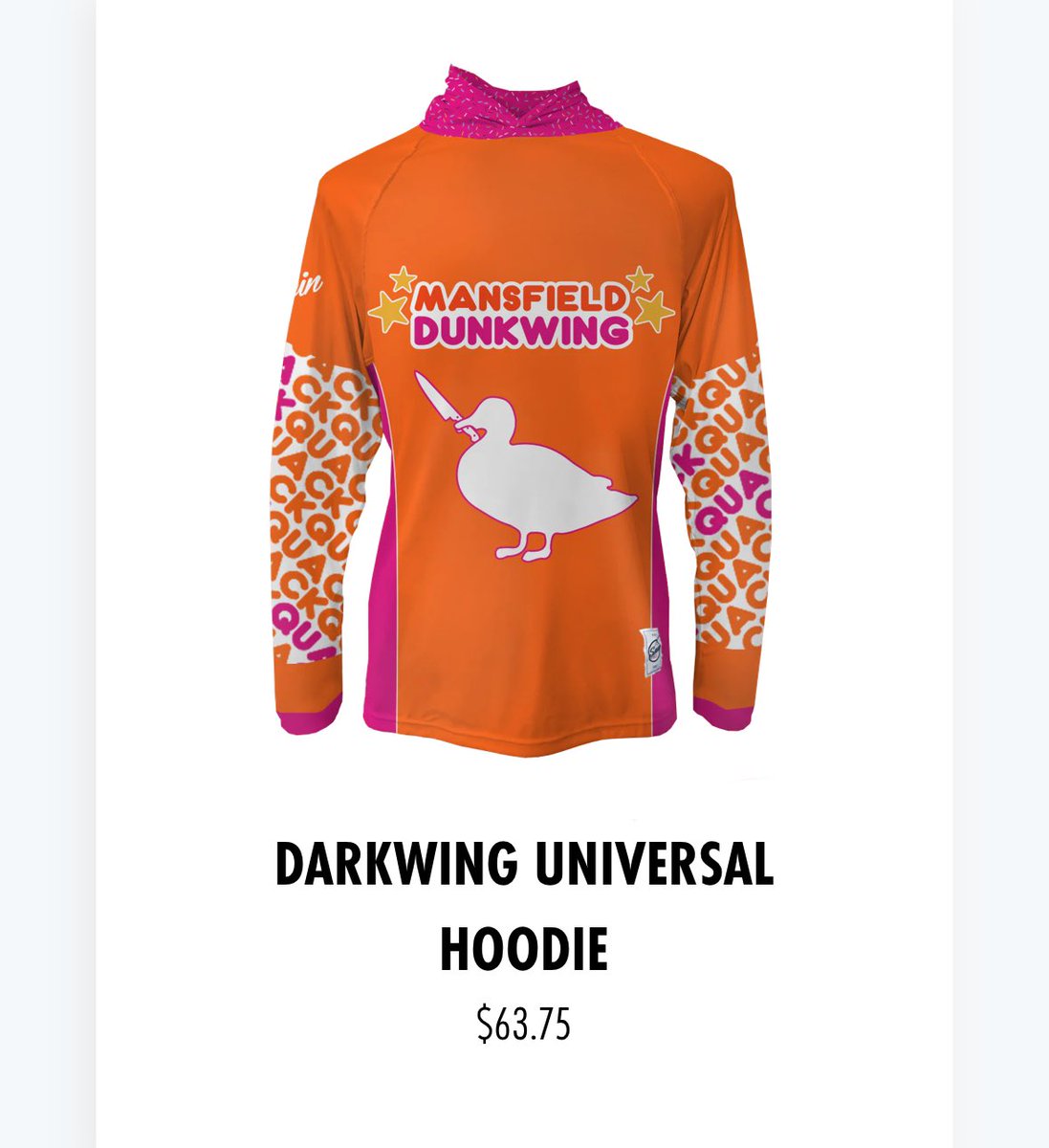 DarkWingTweets's tweet photo. On our team store you’ll find both the classic light/dark/bucket hat but you’ll also find a once in a lifetime DUNKWING hoodie!  Get em while you can limited supply left and boy are these things going quick! Any resemblance to a company product is purely speculation. https://t.co/BE1d8jGJAW