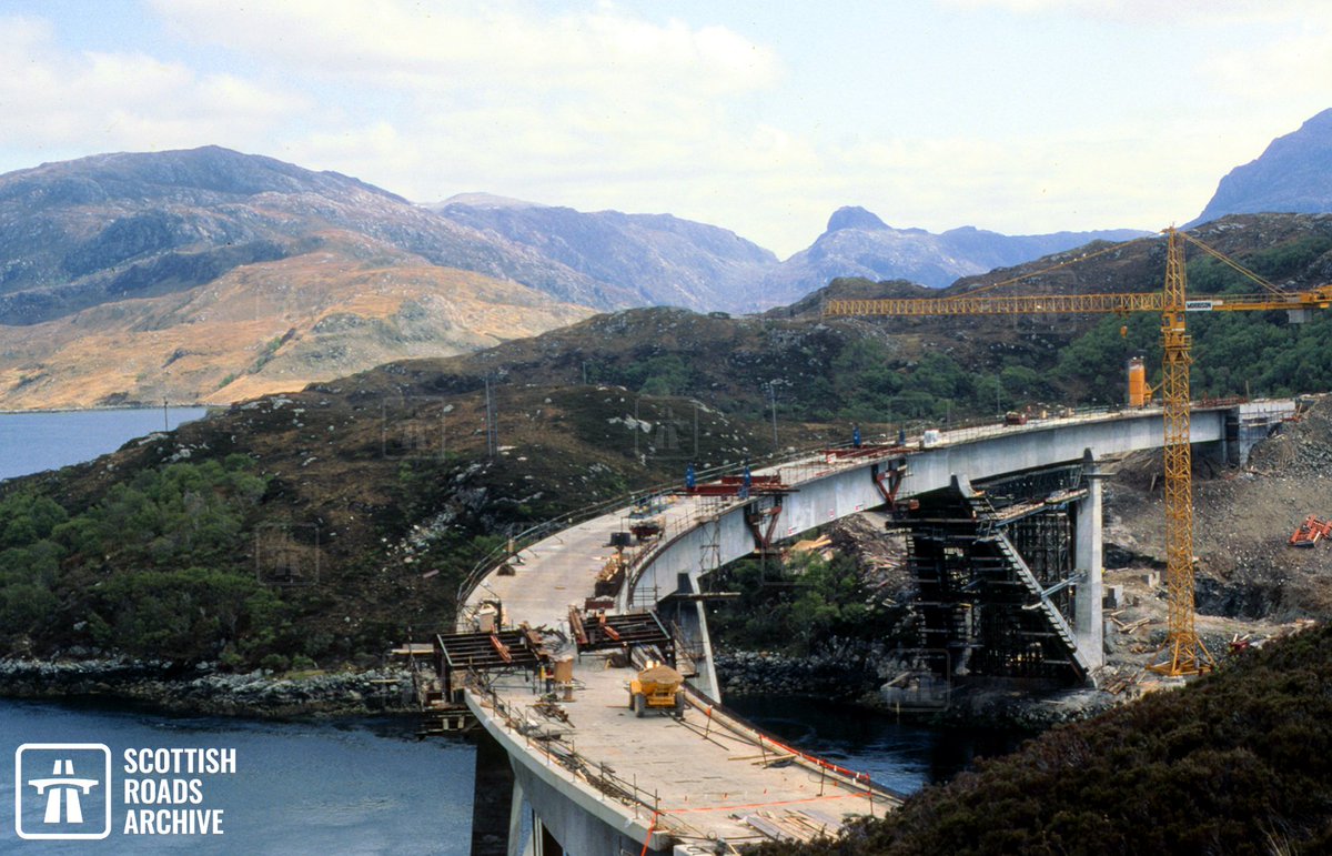 ScotRoadArchive's tweet photo. #OnThisDay in 1984 the Kylesku Bridge was opened to traffic.

The bridge was designed by Ove Arup &amp; Partners and built by Morrison Construction. It has become an icon of the #NC500 and its unique design has seen it win several awards! Happy 40th birthday! 🥳

#Archives #Scotland https://t.co/iSpk8iaTwD
