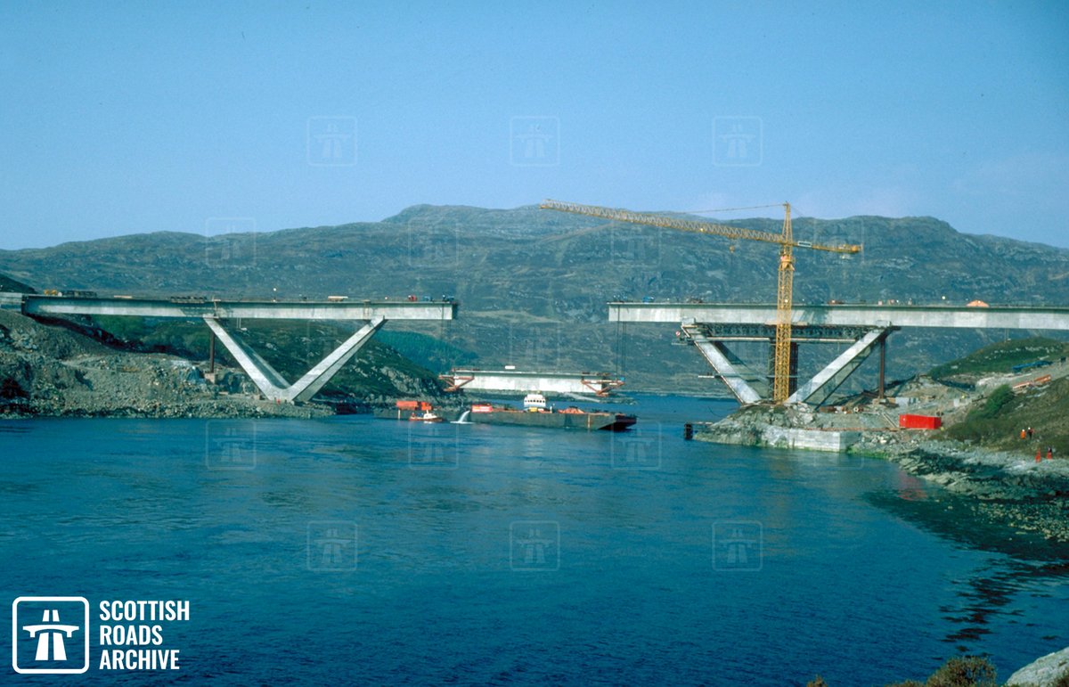 ScotRoadArchive's tweet photo. #OnThisDay in 1984 the Kylesku Bridge was opened to traffic.

The bridge was designed by Ove Arup &amp; Partners and built by Morrison Construction. It has become an icon of the #NC500 and its unique design has seen it win several awards! Happy 40th birthday! 🥳

#Archives #Scotland https://t.co/iSpk8iaTwD