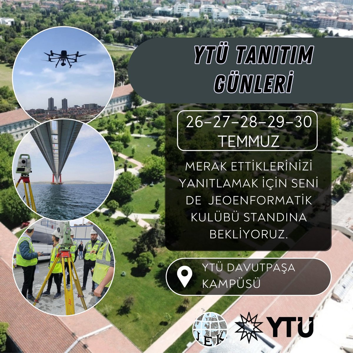 YTÜ Jeonformatik Kulübü olarak üniversitemizi ve bölümümüzü tercih etmeyi düşünen arkadaşlarımızla tanışmak, sorularını yanıtlamak için bizler de tanıtım günlerinde olacağız. Sizleri de stantımıza bekliyoruz💫