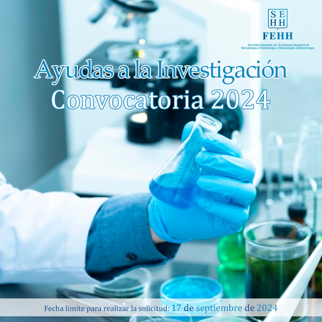 sehh_es's tweet photo. 📢Atención socios #SEHH 📢
La Fundación Española de Hematología y Hemoterapia #FEHH convoca un programa de 1️⃣0️⃣ ayudas para disfrutar en el 2025, para realizar un proyecto de investigación en un centro español 🇪🇸.
✅7 ayudas de la FEHH, circunscritas al ámbito de las áreas que conforman la especialidad de #Hematología y #Hemoterapia.
✅2 ayudas en colaboración con @JNJInnovMedES circunscritas al área de hemopatías malignas, con prioridad para el #mieloma múltiple y los síndromes #linfoproliferativos crónicos.
✅1 ayuda en colaboración con @AstraZenecaES, circunscrita al área de la leucemia linfocítica crónica #LLC.
☝️Consulta toda la información para solicitar las ayudas en nuestra web https://t.co/L0dFpBonkR
#SEHHcontigo #SEHHematología