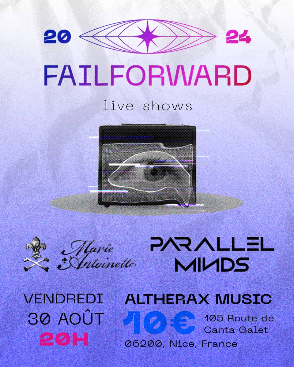 FailForwardHxC's tweet photo. Direction Nice pour notre seconde date de ce summer tour. On jouera avec Parallel Minds et Marie Antoinette.
Ça va être le feu !

Event: https://t.co/knLwOvyftK https://t.co/NxyTfCcDpY