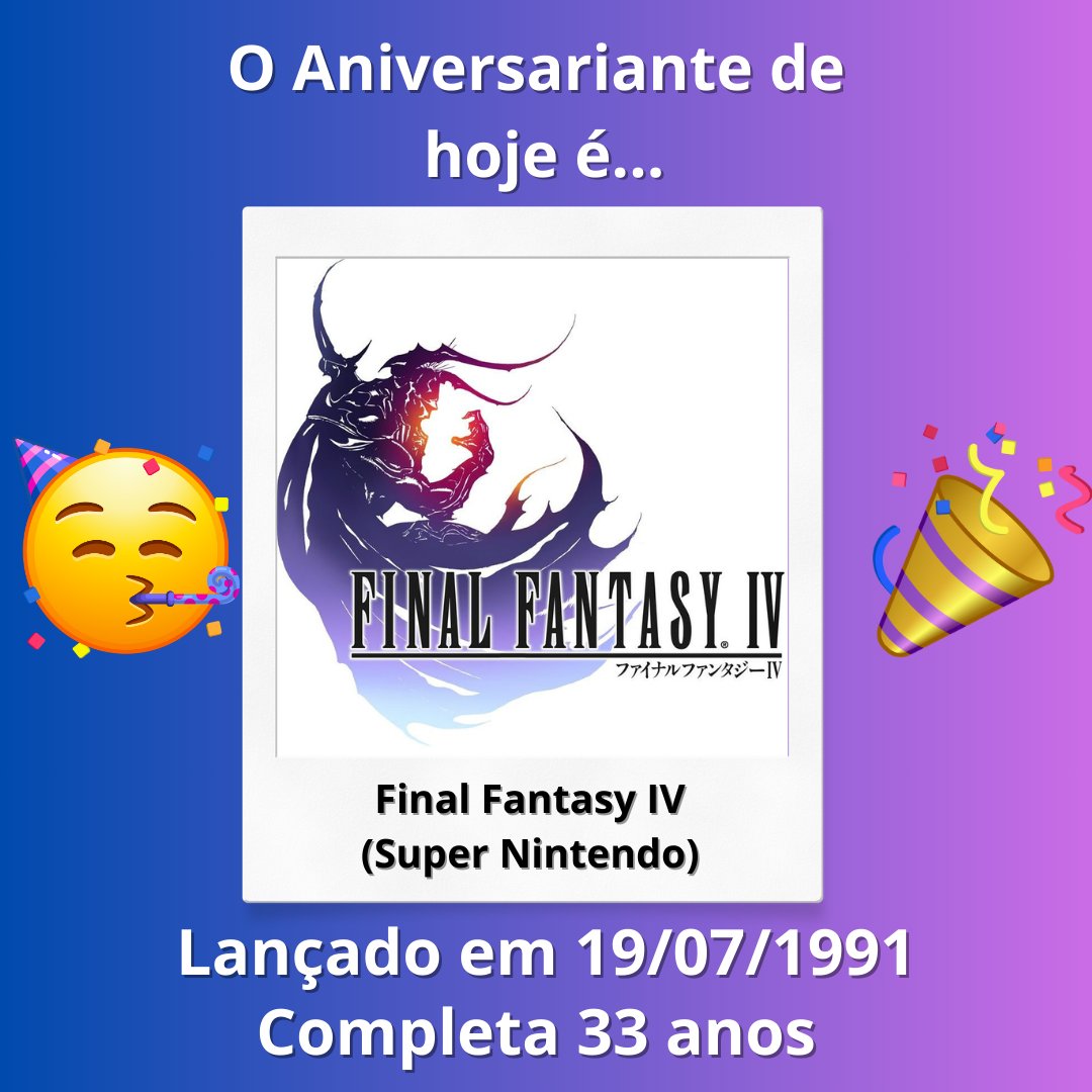 radioOSTgames's tweet photo. O Aniversariante de hoje é um clássico dos RPGs!

Final Fantasy 4 esta completando 33 anos!

Nos conte suas experiências com o jogo e suas OSTs favoritas! https://t.co/3T2yXvEV3N