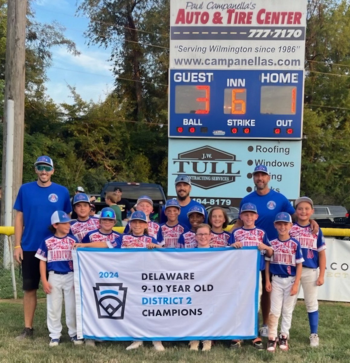 BrockDonovan5's tweet photo. Brandywine LL 10's win Districts 3 to 1 over Naaman's LL. What a game! Team played great and Hank went 5 innings on the bump along with a 3 for 3 day at the plate. Made his brothers proud day!

On to states at Canal LL next week with a chance to go to the LL east Regionals. https://t.co/gpY8azGsxW