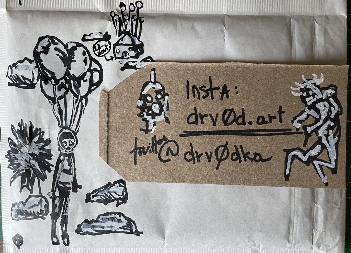 DrV0dkART's tweet image. Les premiers dessins sont prêt à partir ! 

Du coup, cette fois ci c’est les enveloppes que j’ai décorées ! 

#art #weird #dark #opentowork #artistic #jdr #ttrpg #dead  #dead  #noai  #monster #mörkborg #morkborg #drawing #doodling