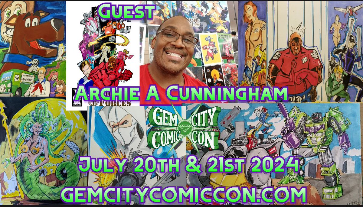 The Gem City Comic Con is pleased to welcome Archie A Cunningham to our 2024 show!

#GCCC2024 #GemCityComicCon #comics #comicbooks #creator #convention #Guest #popculture #artist #illustrator #comiccreator #comicbookcreator #comicartist #comicbookartist
