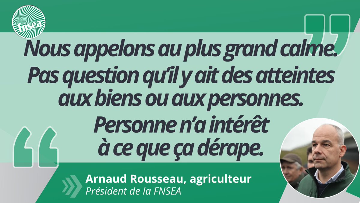 FNSEA 79 (@fnsea79) on Twitter photo Face à la pression, l’heure est à permettre aux agris d’être en sécurité pour poursuivre leurs activités professionnelles. Ne cédons pas à la panique ! Notre force, c’est notre sens des responsabilités, notre force c’est notre unité. <a href="/FNSEA/">La FNSEA</a> <a href="/rousseautrocy/">Arnaud Rousseau</a> <a href="/JeunesAgri/">Jeunes Agriculteurs</a> <a href="/FNSEA79/">FNSEA 79</a> Face à la pression, l’heure est à permettre aux agris d’être en sécurité pour poursuivre leurs activités professionnelles. Ne cédons pas à la panique ! Notre force, c’est notre sens des responsabilités, notre force c’est notre unité. <a href="/FNSEA/">La FNSEA</a> <a href="/rousseautrocy/">Arnaud Rousseau</a> <a href="/JeunesAgri/">Jeunes Agriculteurs</a> <a href="/FNSEA79/">FNSEA 79</a>